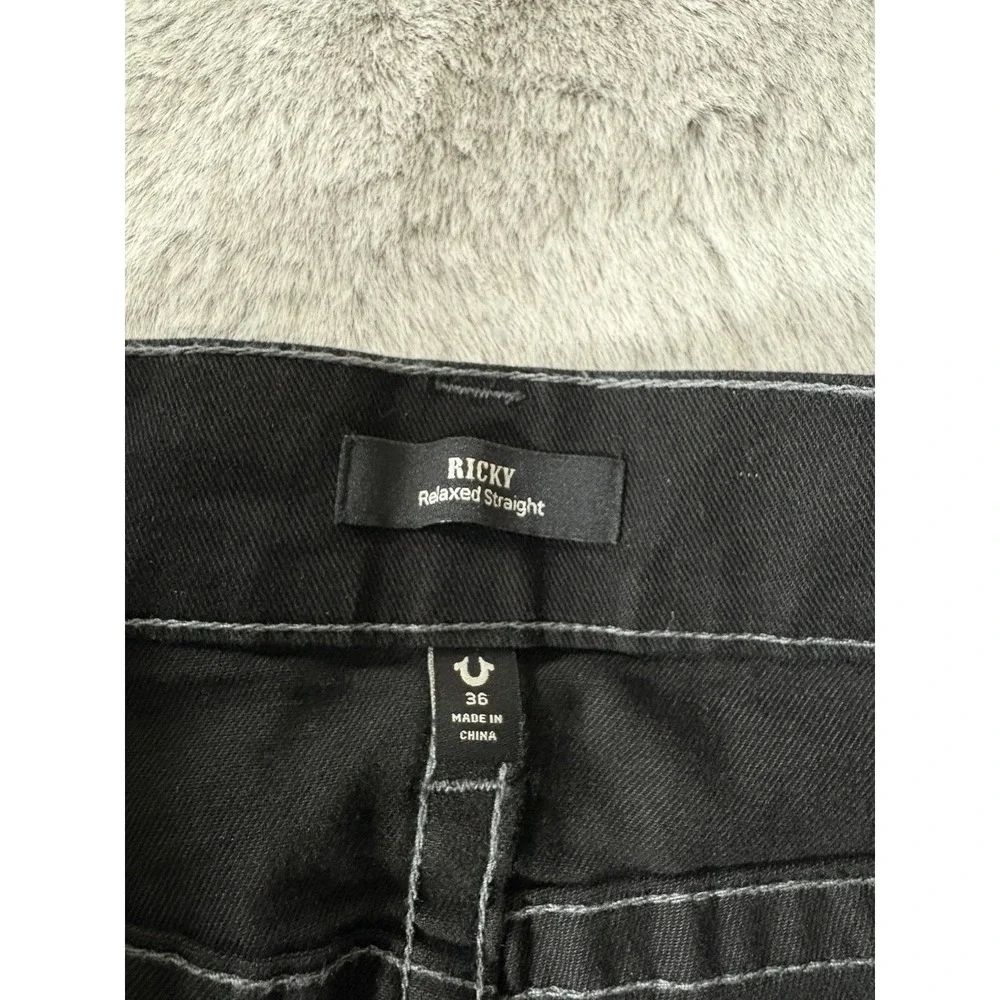 True Religon Ricky Mens Jean Denim‎ Size 36x32  black new relaxed straight